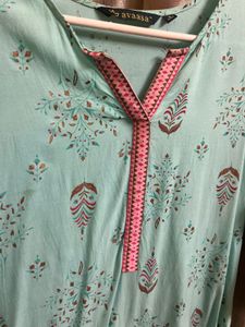 Blue Pink Boarder Kurta Top