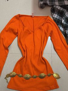 Orange Long Sleeve Top