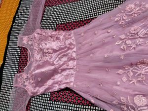 Elegant Pink Embroidered Gown