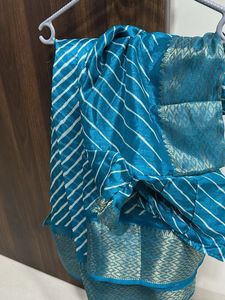 Blue Striped Saree with blouse