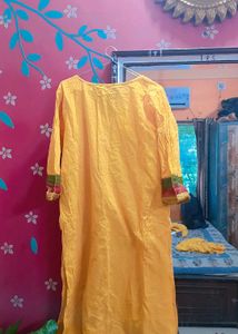 Yellow Embroidered Kurti (Branded)