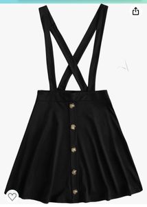 Soft Denim Skirt With Suspenders