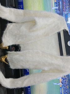 Fluffy White Cardigan