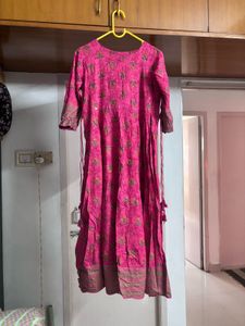 Pink Yoke Worked Anarkali Kurta