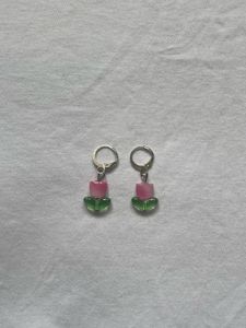 Pink Tulip Beaded Earrings