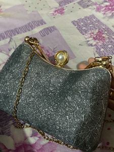 Beautiful Silver Shimmery Clutch Bag
