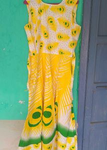 Bright Yellow &amp; Green Floral Print Dress