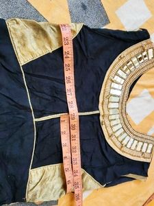 Elegant Black &amp; Gold Anarkali Dress