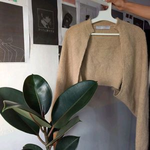 Tan Knitted Bolero