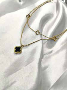 Clover Pendant Layered Necklace