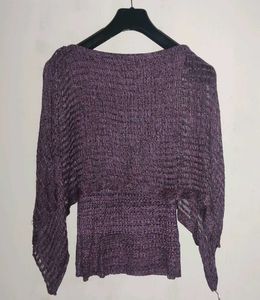 Purple Messed Open Front cape top