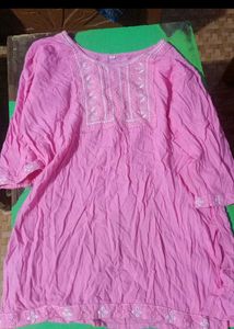 Pink Embroidered Kurta