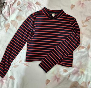 Striped Long Sleeve crop Top