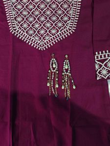 Maroon Embroidered Kurti