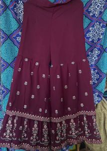 Maroon Embroidered Palazzos