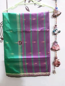 Silk Blend Saree - Purple &amp; Green