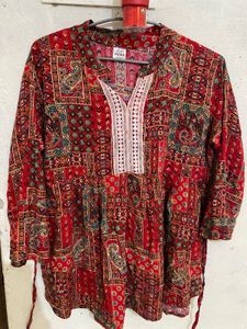 Boho Print Red Short Kurti