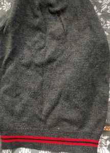 Grey Woolen Sweater with Red &amp; Green Strip