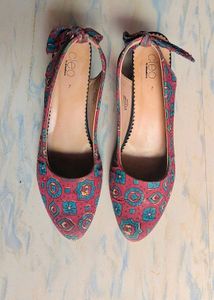 Marroon Printed Ballerina Heels