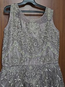 Lavender Gray Ethnic Gown For Weddings