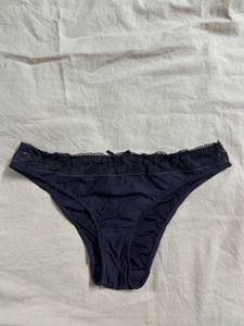 Navy Lace Trim Briefs