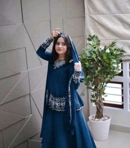 Elegant Blue Embroidered Dress