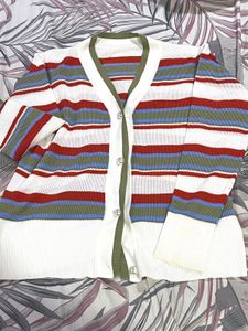 Striped knit cardigan