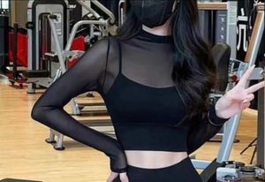 Black Mesh Long Sleeve Top