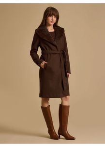 Kazo Brown Fur Collared Coat