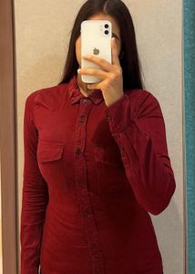 Burgundy Button-Down Shirt