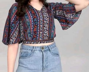 Boho Print Crop Top