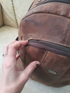Genuine Leather Unisex Backpack And Perfume Set