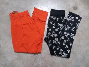 Leggings Bundle - Orange fancy &amp; Floral Black