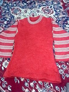 Red Striped Sweater with shrug