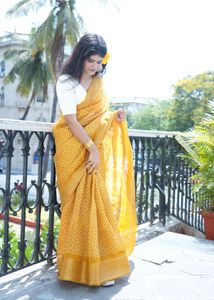 Mustard Zig-Zag Saree