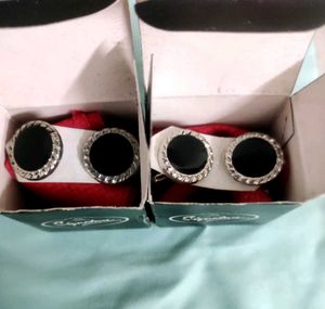 Vintage Silver - Black Cufflinks