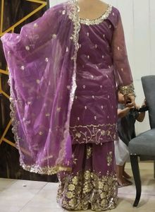 Purple Embroidered Kurta Set