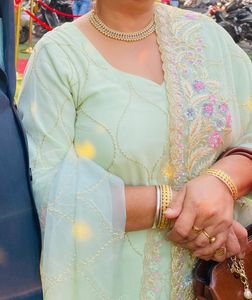 Mint Green Embroidered Sharara Kameez