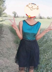 Teal & Black Party Dress