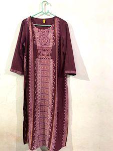 Printed Maroon Kurta (Women)