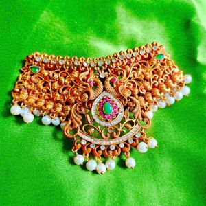 Gold-toned Peacock Necklace