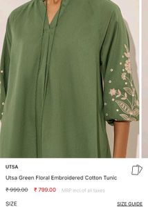 UTSA by Westside Elegant Green Embroidered Top