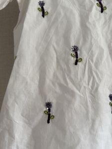 Floral Embroidered White Shirt