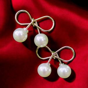 Elegant White Pearl Bow Drop Earrings🤍