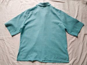 VINTAGE TEXTURED TATTERSALL PLAID EMBROIDERY SHIRT