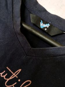 Navy Blue Crop T-top For Girls