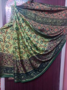 Green Georgette Shining  Silk Saree