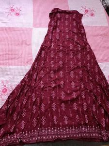 Maroon Printed Dress