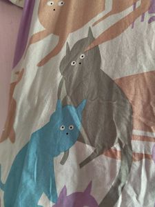 Colorful Cat Print Short Sleeve Top