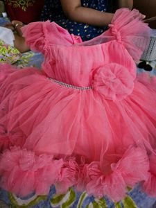 Pink Colour Cute Baby Frock